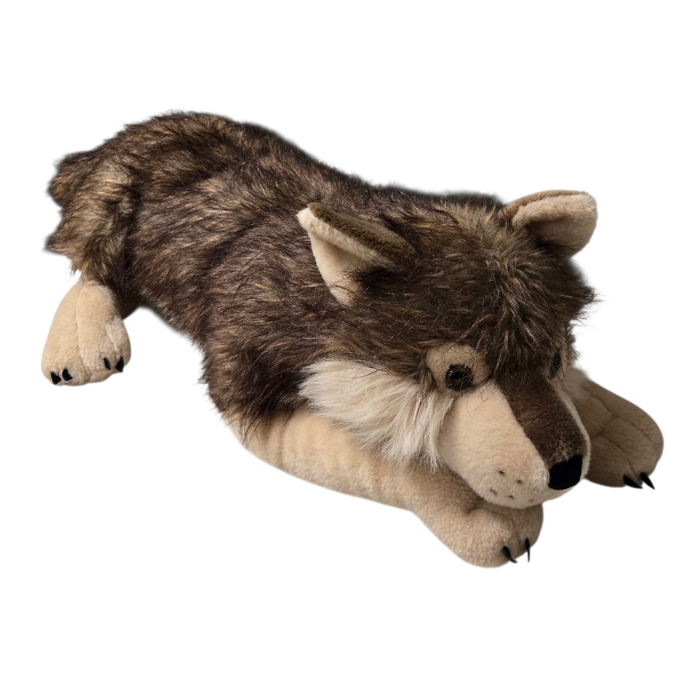 Wild Republic Cuddlekins Jumbo Wolf Realistic 30" Plush Stuffed Animal Near Mint